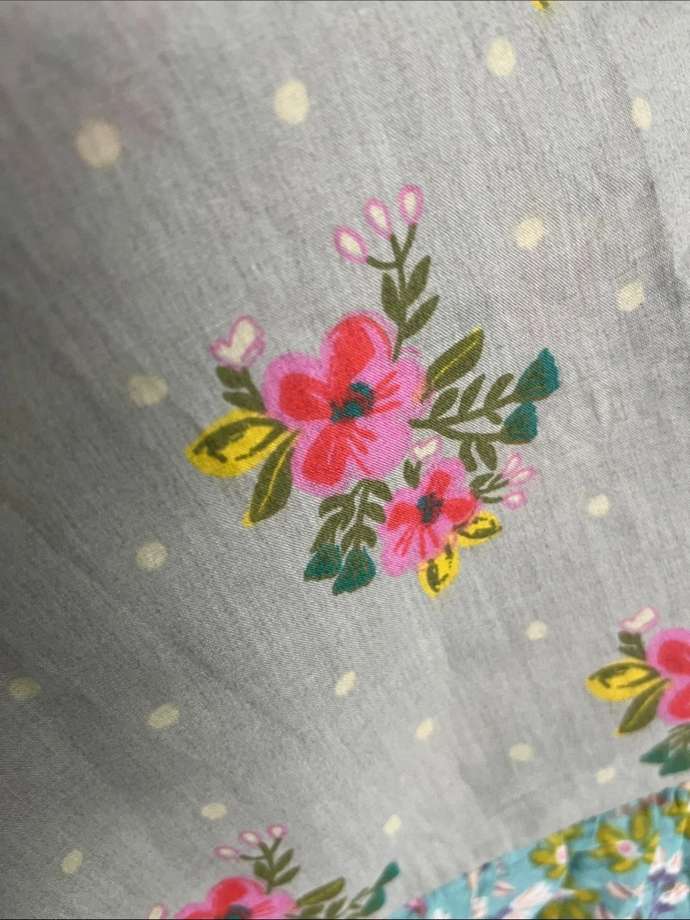 2 Natural Life king Grey Nora floral polkadot Boho pillowcases contrast ruffle